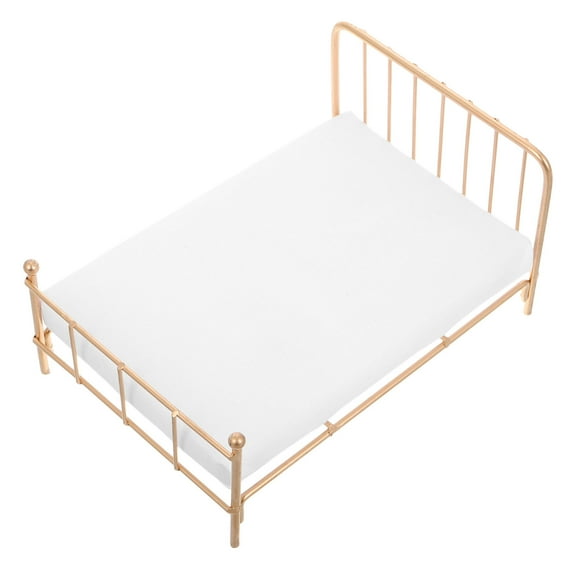 HOMEMAXS Miniature Dollhouse Bed 1/12 Scale Queen Bed With Mattress Dollhouse Furniture 1 12 Scale Dollhouse Bedroom Furniture Dollhouse Accessories Golden