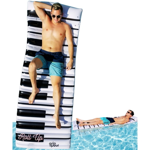 Grip A Pool Roll Up Inflatable Pool Float Lounger for Adults, 70"x33" XL Portable Mattress Raft