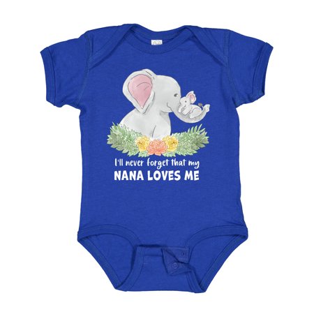 

Inktastic I ll Never Forget That My Nana Loves Me with Cute Elephants Gift Baby Boy or Baby Girl Bodysuit