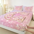 thumbnail image 3 of Feelyou Fashion Pink Letter Bed Sheets for Teen, Cartoon Monogrammed C King Sheets, Kawaii Mermaid Princess Sheet Set, Super Cozy Room Decor, 4-Piece, 3 of 7