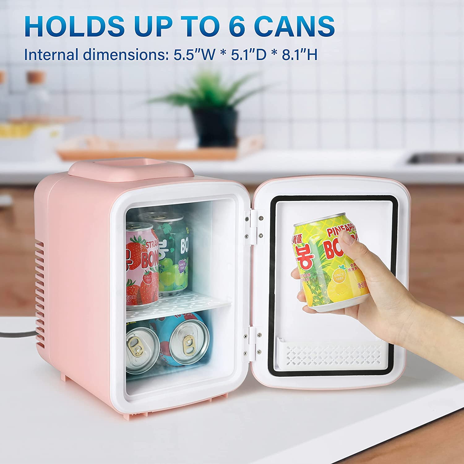 MY  Mini Fridge, 4L/6 Can Portable Cooler & Warmer Freon-Free Small Refrigerator, Provide Compact Storage for Skincare, Beverage, Food, Cosmetics for Bedroom, Office, Dorm, Black
