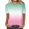 thumbnail image 6 of Ichuanyi Womens Summer Tops Trendy Gradient Color Print Short Sleeve Tshirts Shirts Crew Neck T Shirts Fashion, 6 of 7