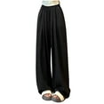 thumbnail image 2 of PNTUTB Women's Ice Silk Wide Leg Pants High Waist Casual Basic Loose-fitting Straight Leg Pants, 2 of 5