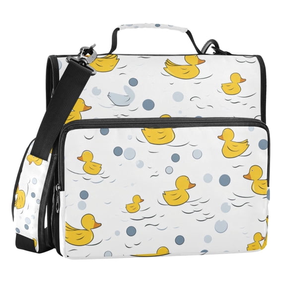 ALAZA Zipper Binder Cartoon Ducks 3 Ring Trapper Keeper File Folder Organizer Bag