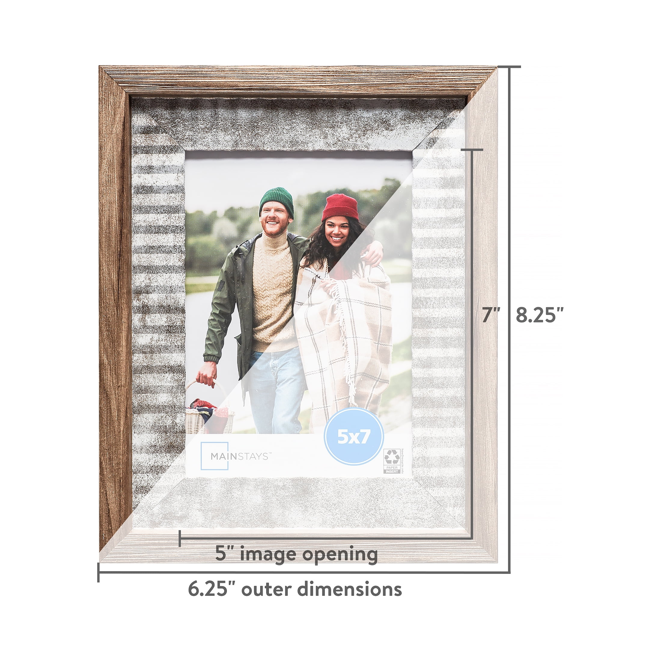 (2 pack) Mainstays 5 x 7 Picture Frame, Rustic Gray Farmhouse Tabletop or Wall Frame