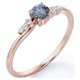thumbnail image 4 of JeenMata Delicado Diseño Diamante de Sal y Pimienta de Talla Redonda de 0,6 Quilates con Moissanita; Anillo de Compromiso con 6 Piedras en Forma de Punta; Baño de Oro Rosa de 18 K sobre Plata, 4 of 6