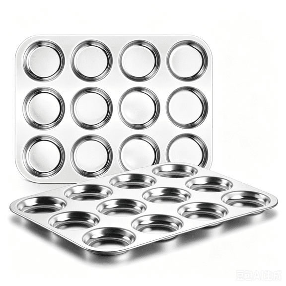 Walchoice 2 Pcs Muffin Top Pans, 12-Cup Nonstick Metal Muffin Tin for Baking, 11” x 14.6” Regular Size Cupcake Pan Tray for Cookies, Pudding Pan, Hamburger, Egg
