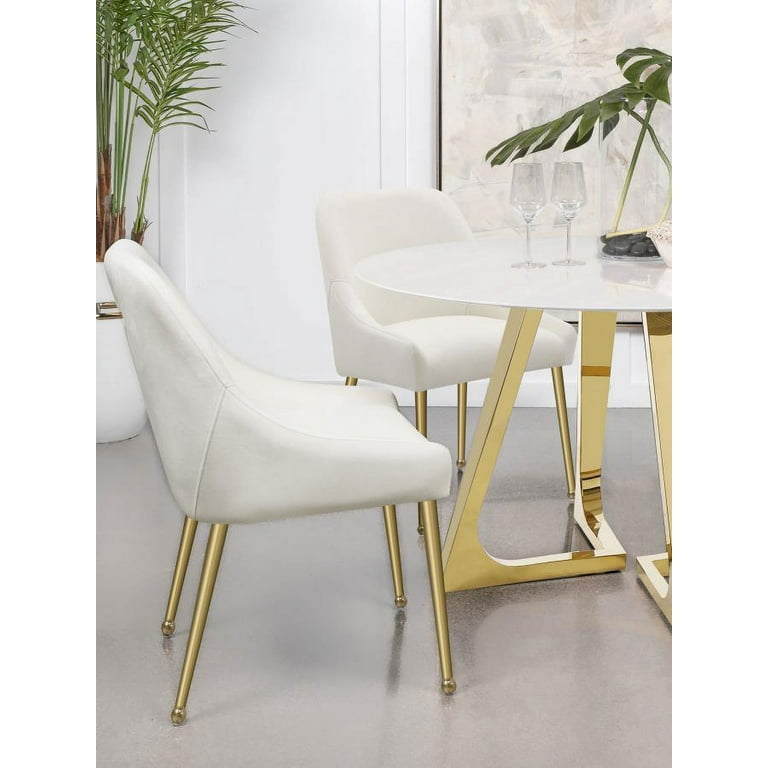 Coaster Mayette Velvet Parsons Wingback Dining Side Chair in Ivory