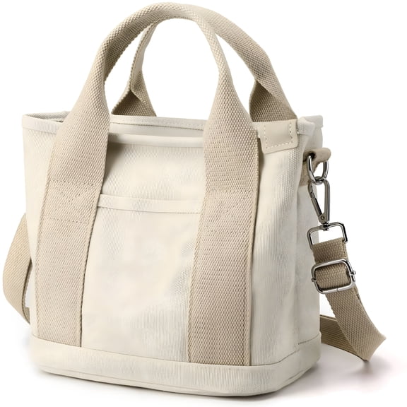 AOMRCOL Small Cute Canvas Tote Crossbody Shoulder Bag Multiple Pockets Mini Casual Satchel Handbag Messenger Purse for Women