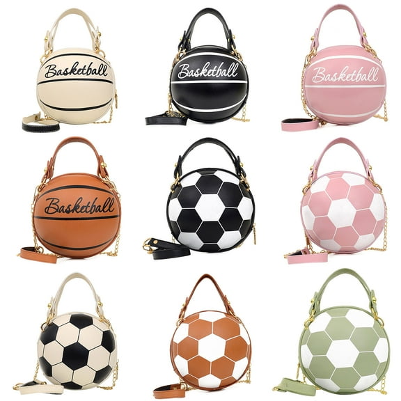 Ludlz Basketball Shaped Purse For Women Cross Body Handbag Girls Messenger Bag Tote Shoulder PU Leather Round Handbags