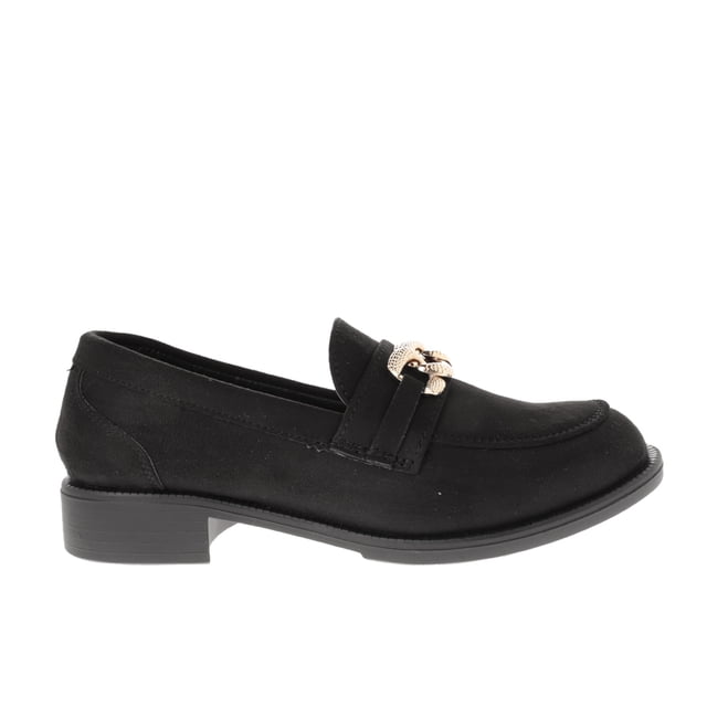 Mocasín Becky color negro con detalle de cadena y hebilla snake 23.0 Dorothy Gaynor Mocasín Becky color negro con detalle de cadena y hebilla snake 23.0