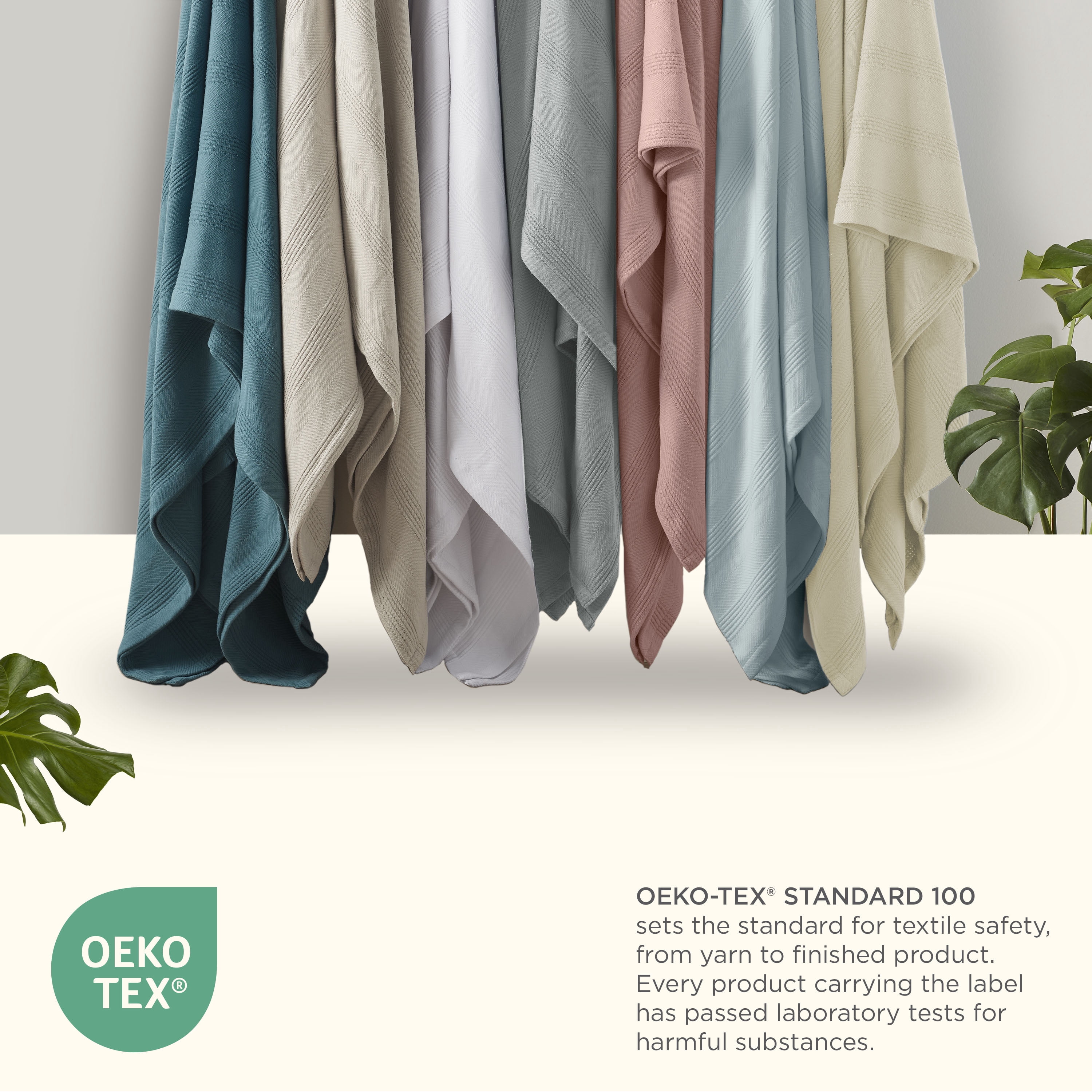 Lightweight Breathable 100% Cotton Knit Blanket – All-Season Bed Blanket – King Size – Light Blue