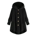 thumbnail image 2 of MKOSPLRT Fuzzy Fleece Hoodies for Girl 5-15Y Button Down Warm Winter Jacket Solid Oversized Curved Hem Outwear Coats with Pockets, 2 of 7