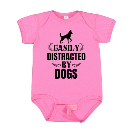 

Inktastic Easily Distracted by Dogs Boys or Girls Baby Bodysuit