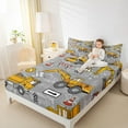 thumbnail image 4 of Homewish Construction Truck Child Full Size Sheets, Grey Yellow Bed Sheets, Cartoon Vehicle Theme Sheet Sets, Ultra Soft Bedroom Decor, 4-Piece, 4 of 7