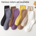 thumbnail image 4 of Floral embroidered toe joint soft round socks - skin color + taro purple, 4 of 5
