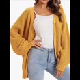 thumbnail image 1 of Suéteres Tipo Cárdigan para Mujer, de Larga, con Botones y Gran Tamaño, de Punto. Amarillo Anaranjado M, 1 of 5