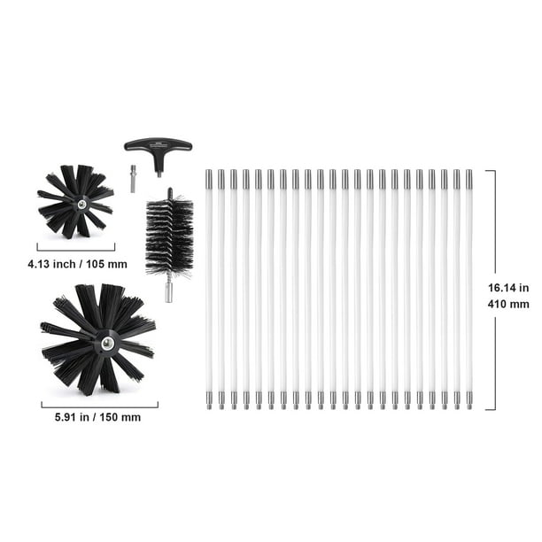 VEVOR 22 Pieces 30 FEET Dryer Vent Cleaner Kit Include 3 Different Sizes Flexible Lint Trap Brush Reinforced Nylon Duct Cleaning Dryer Vent Brush Dryer Cleaning Kit with Clamp Connectors Walmart