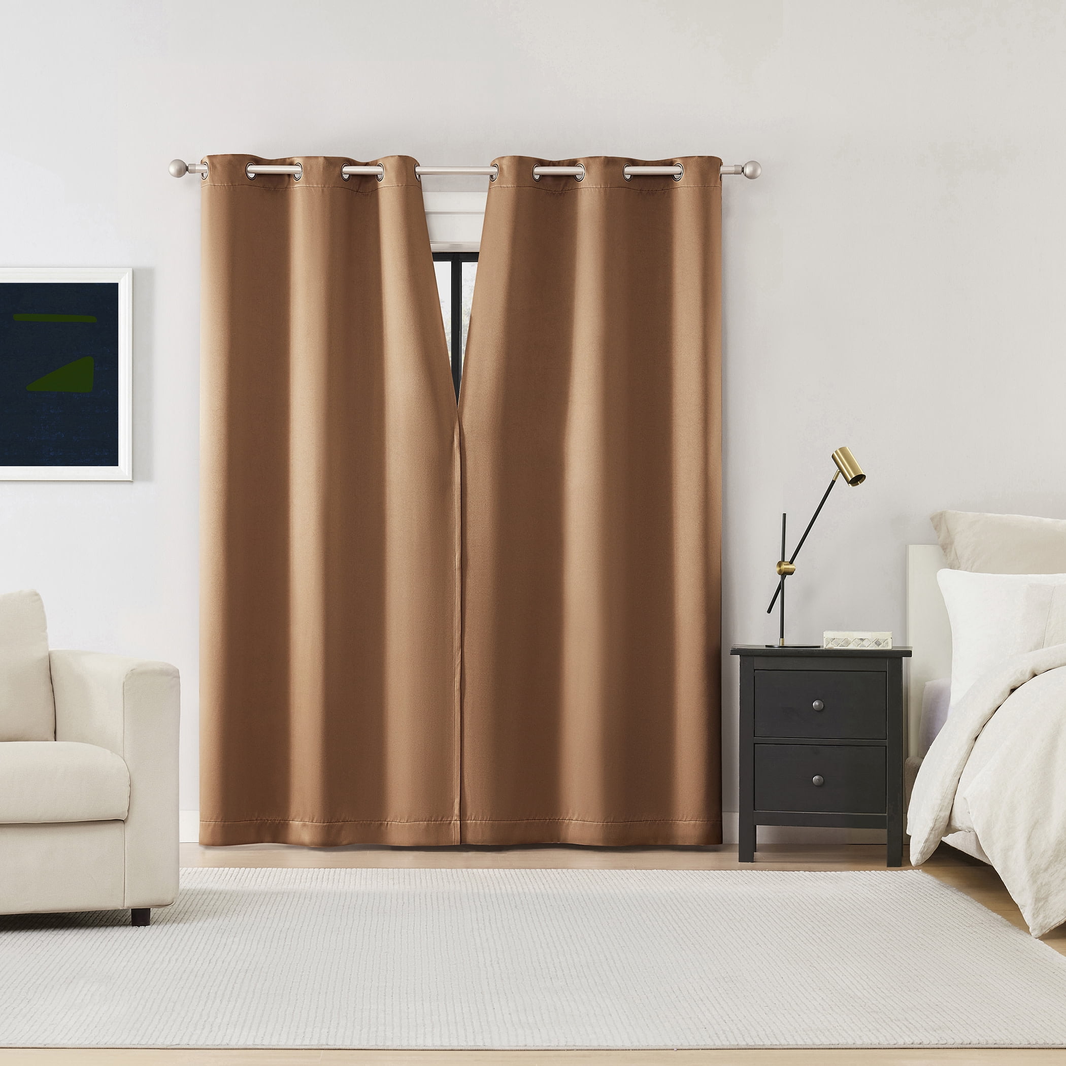 Sun Zero Graham 2-pack Magnetic Closure 100% Blackout Grommet Curtain Panel Pair, 40"W x 72"L, Dusty Terracotta