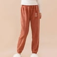 thumbnail image 4 of Honhmin Fleece Pants for Girls, Elastic Waist Soft Thermal Winter Loungewear Pants Red Size 12-13 T, 4 of 5