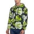 thumbnail image 3 of Naloa Teal floral elegance Men's Casual Hooded Collar Drawstring Hoodies Pullover Sweatshirts Casual Long Sleeve Shirts-4X-Large, 3 of 7