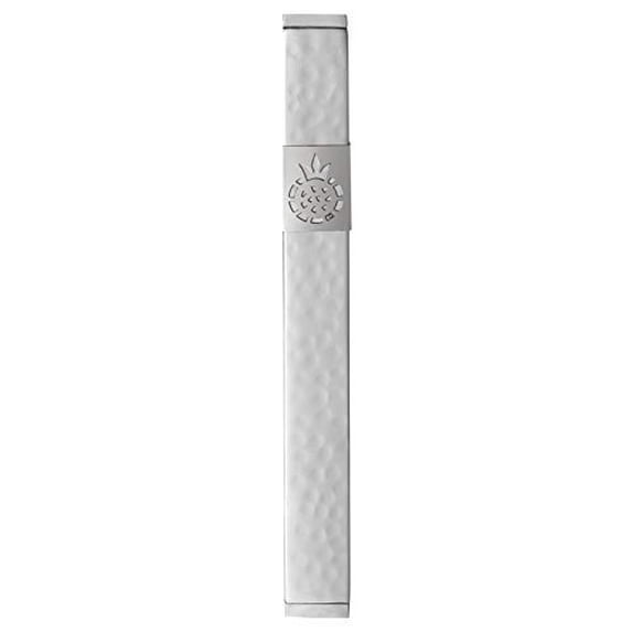 Pomogrenate Design Mezuzah Case (Hammered Silver with Gold pomogrenate, 12cm-5inch)