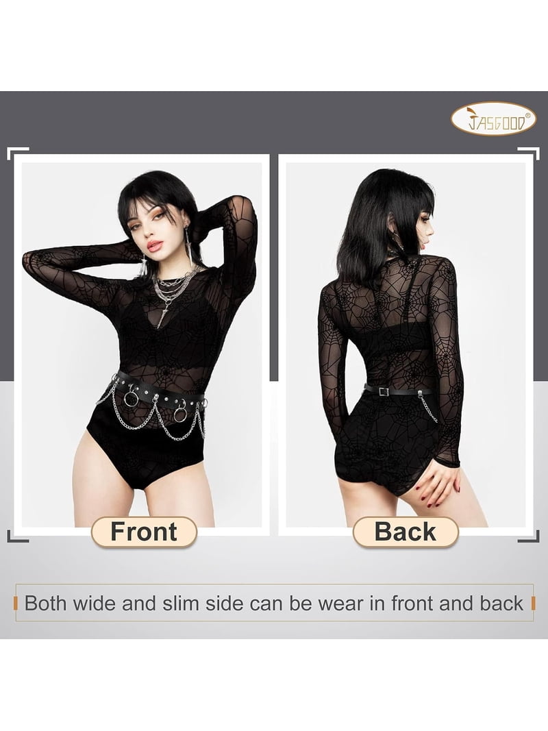 Punk Black Waist Chain Belt Women Leather Rave Body Goth  display picture 1