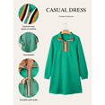 thumbnail image 4 of DOKOTOO Women's Mini Dress Half Zip Striped Collar Embossed Floral Long Sleeve Dresses, 4 of 7