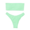 thumbnail image 5 of B91xZ Womens Bathing Suits High Waisted Bikini Set for Women Tummy Control Push Up Ruched Bathing Suit,Mint Green S, 5 of 5