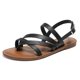 thumbnail image 1 of Sandalia de tiras casual ajustable para mujer con puntera abierta Sandalias planas de tiras de verano, 1 of 9