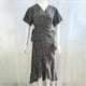 thumbnail image 2 of Gibobby Vestidos de fiesta elegantes Mujer 2023 Primavera/Verano Nuevo Sexy Cuello en V Irregular Cintura alta con cordones Vestido estampado de manga voladora(Negro,XL), 2 of 3