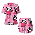 thumbnail image 5 of Lsque Panda Heart Valentine Pink Women's Short-Sleeved Pajama Set - 2 Piece Soft and Lightweight Sleepwear Set-Medium, 5 of 9