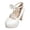 White, variant on Womens Pearl Flower Platform Dressy Shoes Bridal Elegant Bow Leather Chunky Block High Heels Sparkly Rhinestones Dress Pumps for Ladies Wedding Fall Spring Black Size 8.5