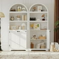 thumbnail image 4 of EastVita 72" Tall Wood Arched Storage Cabinet, Kitchen Pantry with Doors & Open Shelves, 5-Tier Standing Arched Bookcase & Cupboard with Adjustable Shelving for Living Room,Kitchen,Study, 4 of 8