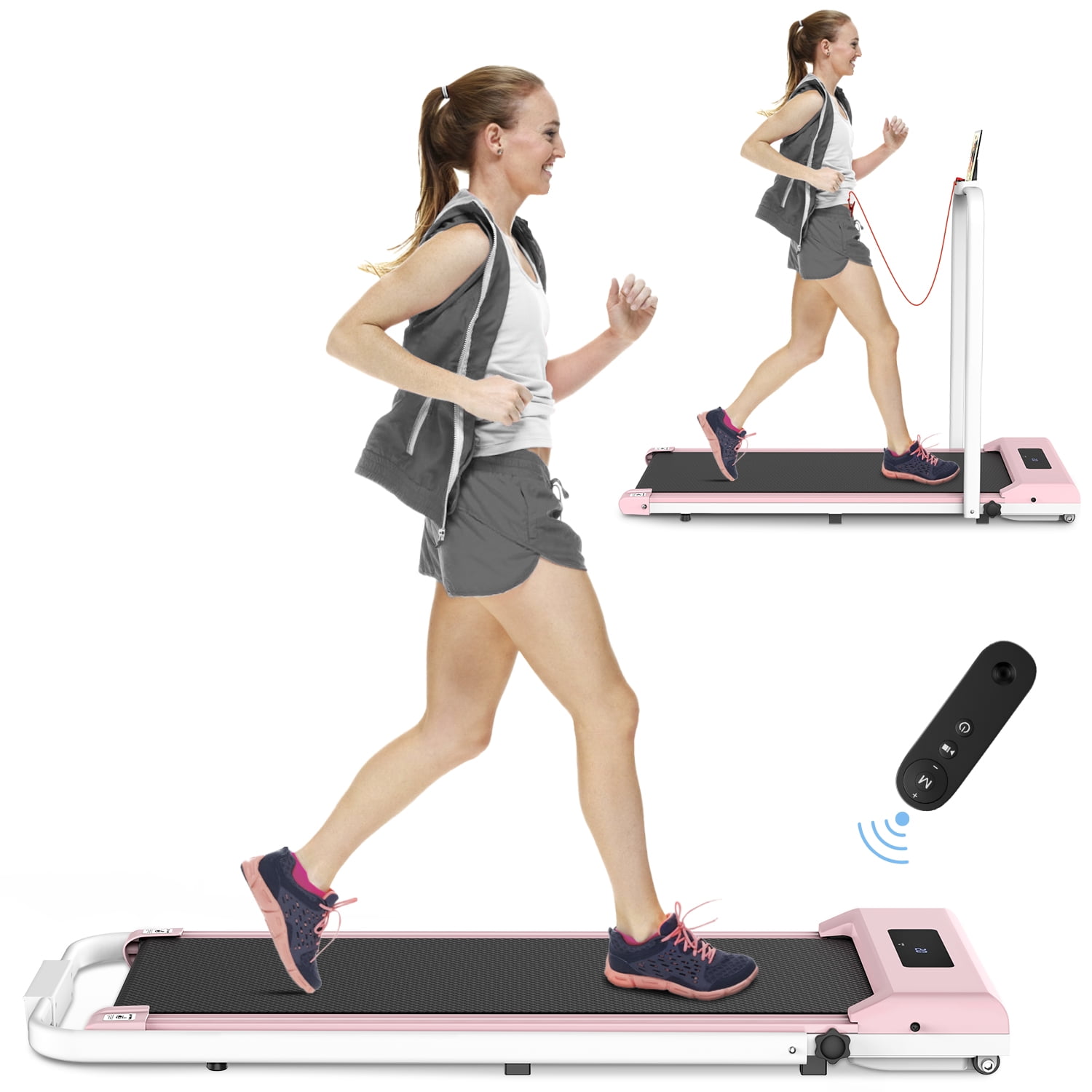 Bigzzia Under Desk Treadmill Portable Walking Running Machine with LCD