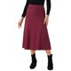 thumbnail image 1 of Falda midi de suéter elástica de cintura alta de punto acanalado para mujeres Inspire Chic en color burdeos, 1 of 6