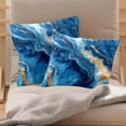 thumbnail image 2 of MUOOUM Blue Marble Print Set of 2 Throw Pillow Covers Cases - 16" x 16" Square Decorative Cushion Covers for Sofa Couch Bed Home Decoration, 2 of 7
