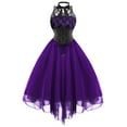 thumbnail image 2 of serony Polyester Femmes Robe Dentelle Exquise Remplacement Adultes Enfants Taille Haute à la Mode Filles Dames Robes de Soirée Pourpre M, 2 of 6