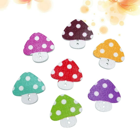 HOMEMAXS  50 Pcs Decorative Buttons Mushroom Wooden Sewing Child Baby