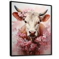 thumbnail image 2 of Designart "Romantic Pink Portrait Of A Cow I" Animals Cow Floater Framed Wall Decor, 2 of 5