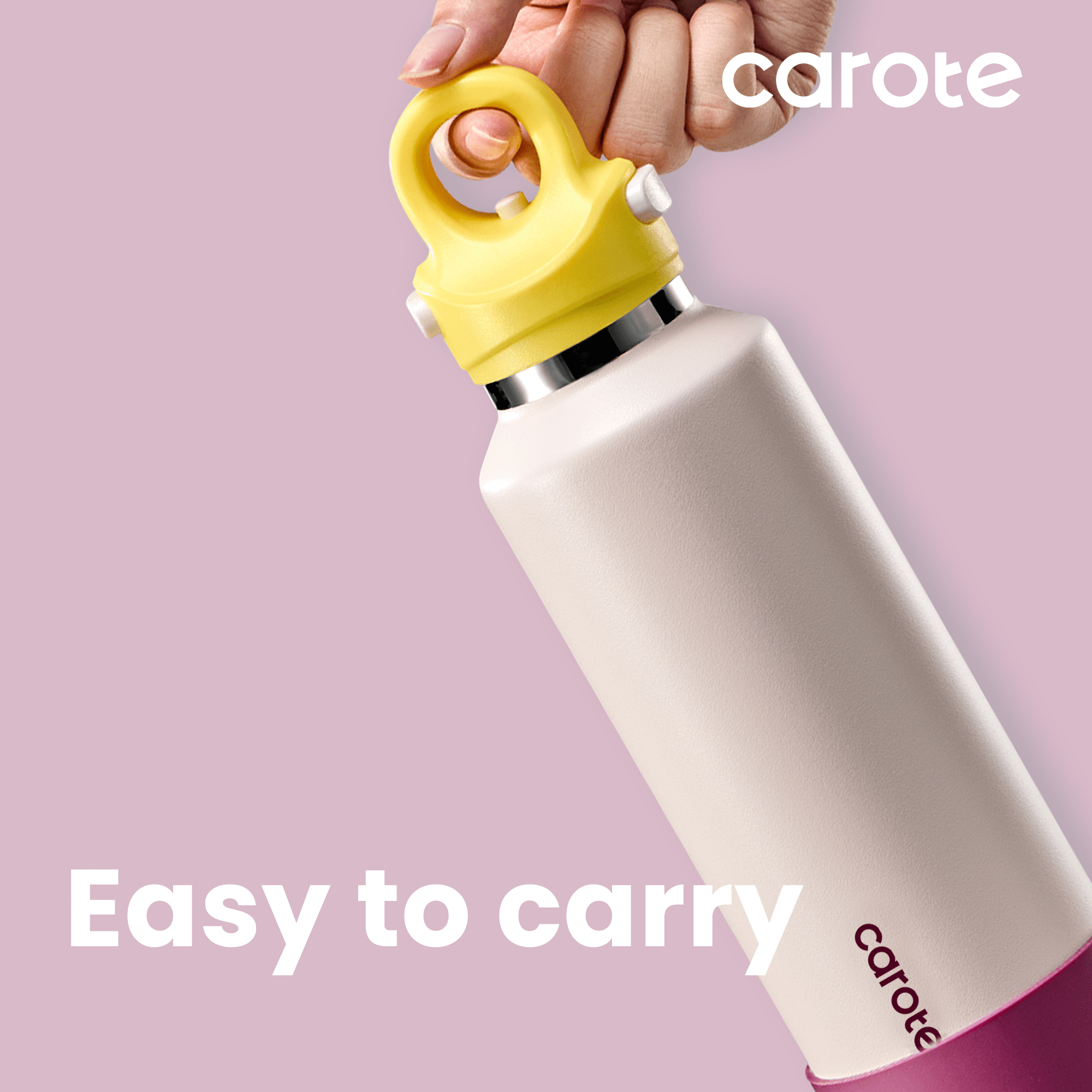 Carote 2-Pack One-Click-Open Insulated Stainless Steel Water Bottle Set, 20oz Blue & Purple