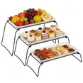 thumbnail image 2 of Extra Large 3-Tier Serving Tray Set, Melamine Dessert Display Stand, 17" Buffet Food Display Rack with Foldable Stand, Tiered Platters for Party, Buffet, Event, 2 of 6