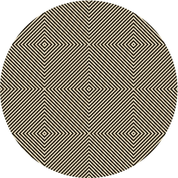 Ahgly Company Indoor Round Patterned Khaki Gold Area Rugs, 4' Round