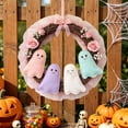 thumbnail image 4 of Halloween Ghost Wreath for Front Door, Cute Non-Scary Seasonal Home Decor, Handcrafted Cloth Wreath with Pastel Ghost Figurines for Indoor Outdoor Display, 4 of 9
