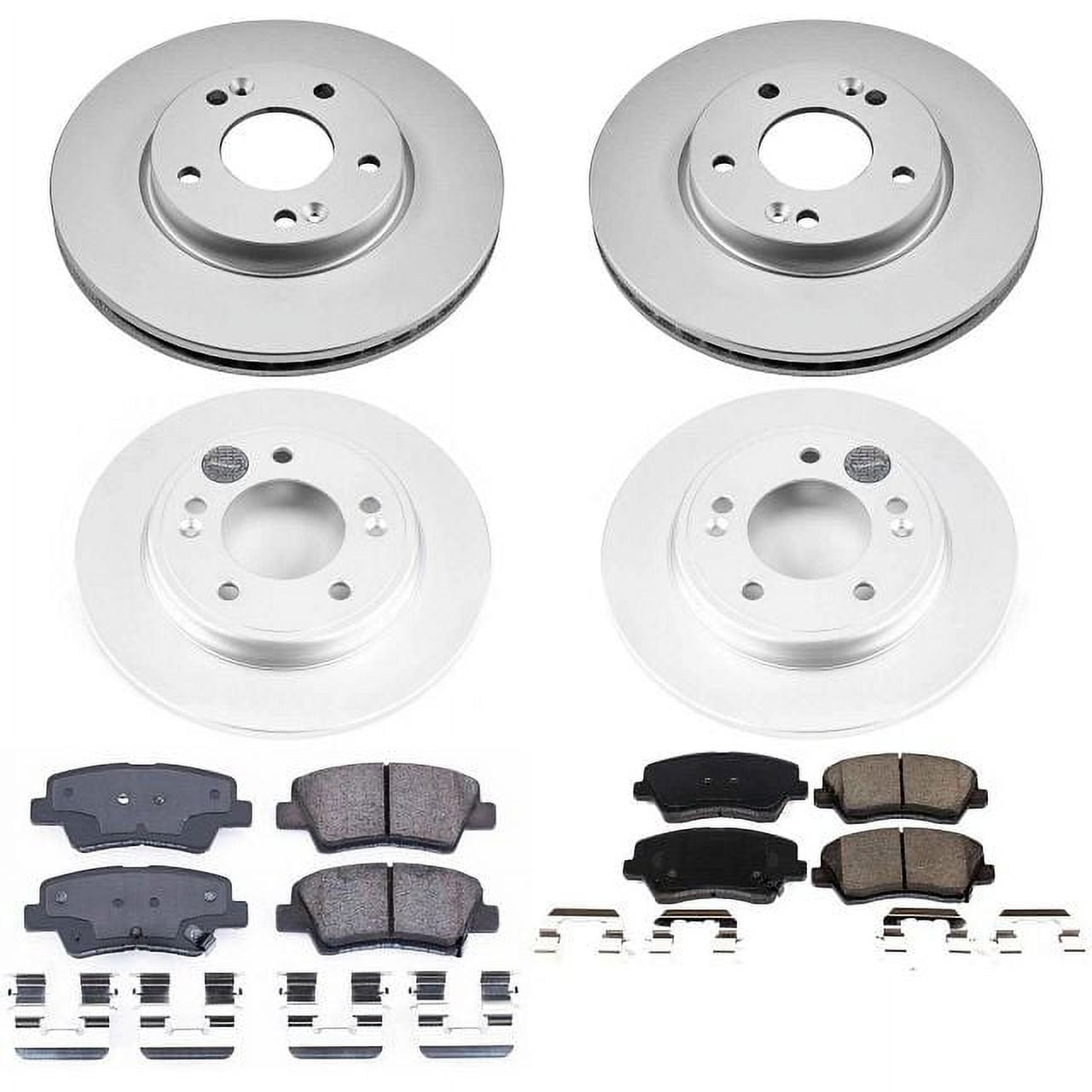 PowerStop Front and Rear Geomet Coated Brake Rotor and Pad Kit Fits: HYUNDAI Select Models CRK8346