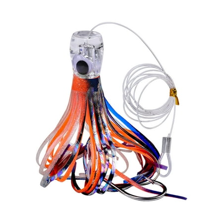 Yoone 23cm/96g Fishing Lure Simulated Bright Color Sharp Hook Vivid Eyes Multi-colors Sea Boat Trolling Soft Octopus Squid Skirt Bait Fishing Supplies