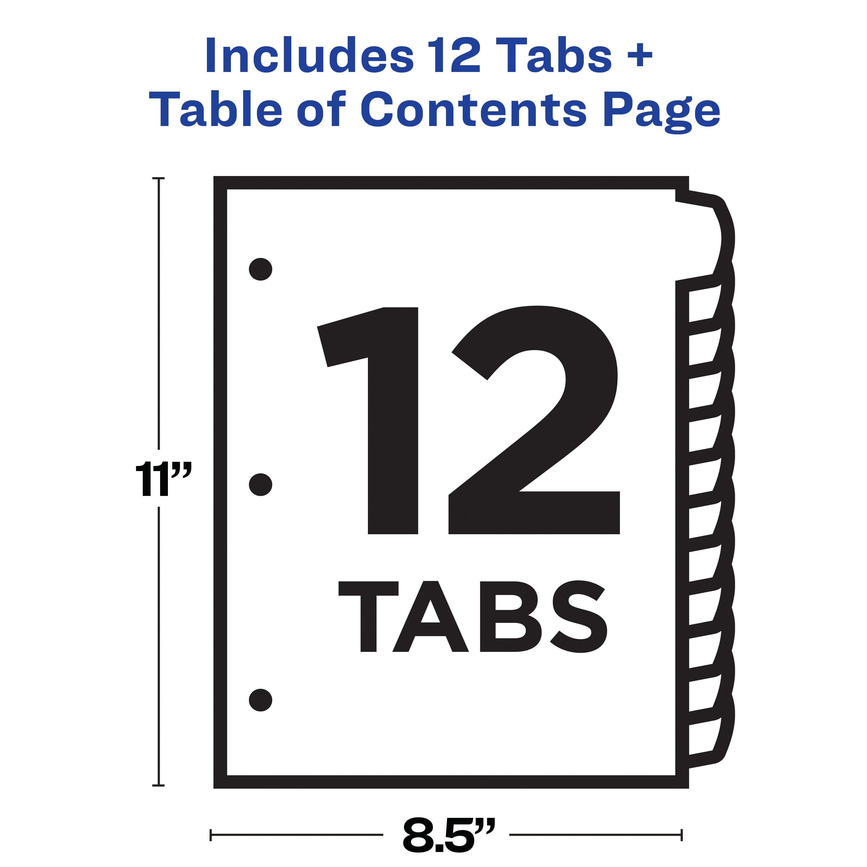 Avery Ready Index Dividers, 12-Tab, Customizable TOC, Paper ...
