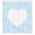 thumbnail image 3 of Vintage Blue Shower Curtain, Randomly Nested Concentric Circles Pattern with a Blank Heart Icon, Fabric Bathroom Set with Hooks, 69W X 84L Inches Extra Long, Pale Blue and White, by Ambesonne, 3 of 3