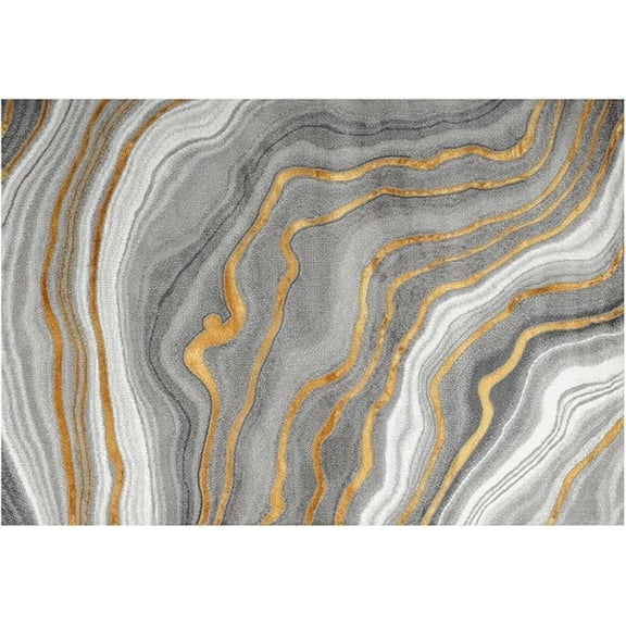 Gray Gold White Marble Texture Area Rug, Modern Marble European Style Non Slip Throw Accent Rug, Easy Care Durable Carpet For Indoor Living Room Bedroom Office Decor Mat 3x4ft