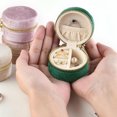 thumbnail image 3 of YUANOU Mini Round Jewelry Box Velvet Zipper Ring Box Portable Small Jewelry Storage Box Earring Necklace Organizer Holder(G116), 3 of 7